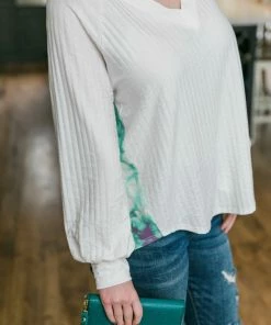 No Ship Drop Ship Aqua Blooms Top