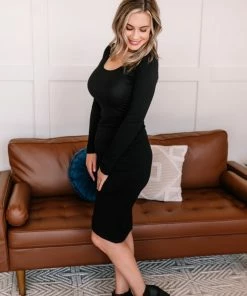 No Ship Drop Ship To The Nines Long Sleeve Dress In Glacier Apparel