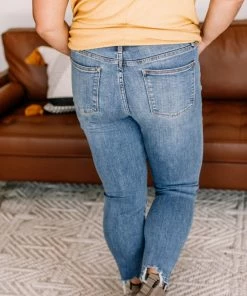 No Ship Drop Ship Once Bitten, Twice Shy Destructed Hem Judy Blue Jeans Apparel