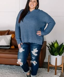 No Ship Drop Ship Sweater Weather In Azure Blue