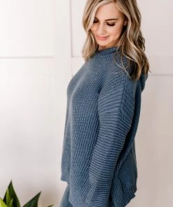 No Ship Drop Ship Sweater Weather In Azure Blue