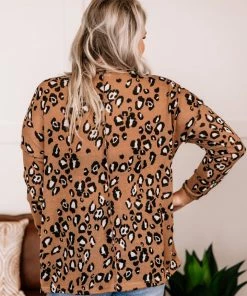 No Ship Drop Ship When You Know, You Know Mocha Leopard Knit Top