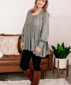 No Ship Drop Ship Join The Dots Tunic In Olive Green