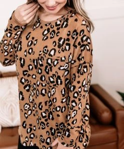 No Ship Drop Ship When You Know, You Know Mocha Leopard Knit Top