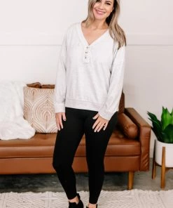 No Ship Drop Ship Long Story Short Fleece Henley Top Apparel