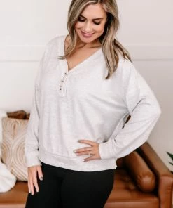 No Ship Drop Ship Long Story Short Fleece Henley Top Apparel