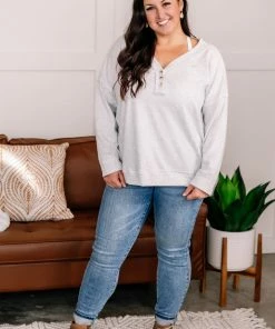 No Ship Drop Ship Long Story Short Fleece Henley Top Apparel