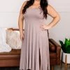 No Ship Drop Ship Get The Inside Scoop Neck Dress In Taupe Apparel