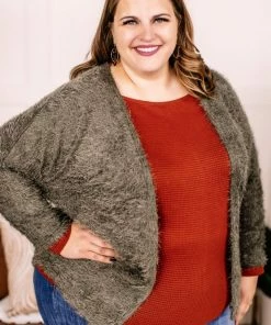 No Ship Drop Ship Stay With Me Feather Cardigan In Olive Apparel