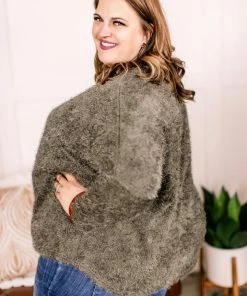 No Ship Drop Ship Stay With Me Feather Cardigan In Olive Apparel