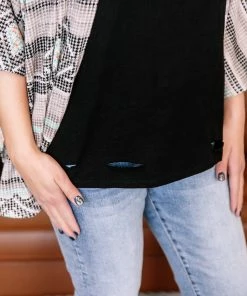 No Ship Drop Ship Apparel Holes In Your Story Top In Black