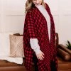 No Ship Drop Ship Double Down Black & Red Plaid Kimono