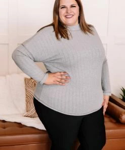 No Ship Drop Ship GHG- Shop Singles Face To Face Mock Neck Turtleneck In Granite (GHG-S)