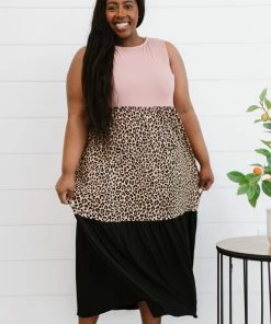Trendsi Girl Next Door Leopard Color Block Dress
