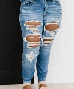 Trendsi Judy Blue Time To Roll Distressed Boyfriend Jeans Apparel