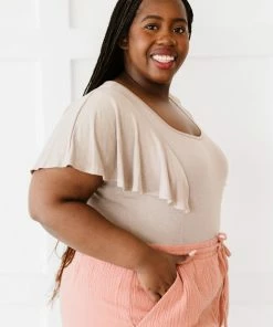 Trendsi White Birch Apple Of My Eye Flutter Sleeve Bodysuit