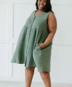 Trendsi Apparel Farmers' Market Button-Up Sleeveless Dress