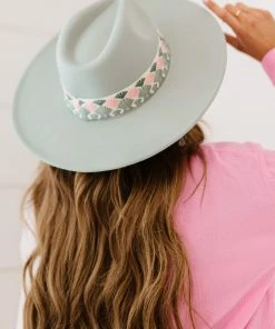 Trendsi Biggest Fan Geometric Strap Wide Brim Fedora Apparel