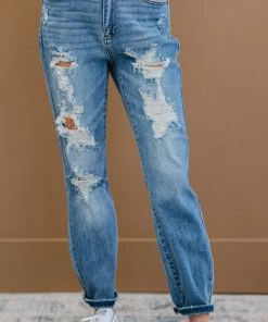 Trendsi Judy Blue Time To Roll Distressed Boyfriend Jeans Apparel