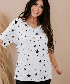 Trendsi Apparel Made Of Stars Tee In Ivory And Black