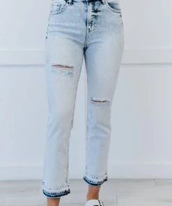 Trendsi RISEN Stella Acid Wash Distressed Straight Jeans Apparel