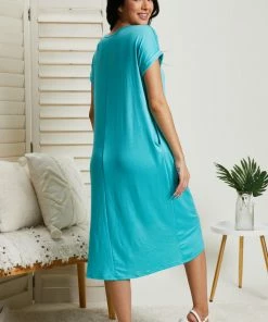 Trendsi Plot Twist T-Shirt Dress With Pockets In Seafoam