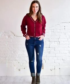 Active Basic Varsity Button Down Cardigan