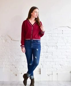 Active Basic Varsity Button Down Cardigan