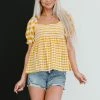 Trendsi Sunny Meadow Gingham Babydoll Top Apparel