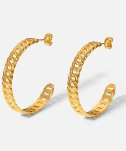 Trendsi Crushing On You Chain C-Hoop Earrings Apparel