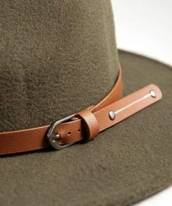 Avenue Zoe Boho Faux Wool Felt Panama Hat With Leather Strap Apparel