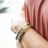 Avenue Zoe Apparel Fearless Grey Stone Beaded Stretch Bracelet
