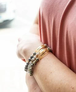 Avenue Zoe Apparel Fearless Grey Stone Beaded Stretch Bracelet