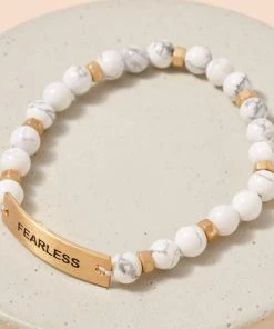 Avenue Zoe Apparel Fearless White Stone Beaded Stretch Bracelet