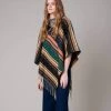 Avenue Zoe Apparel Ethnic Serape Inspired Poncho With Fringe