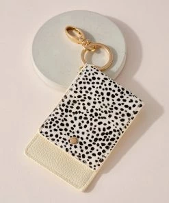 Avenue Zoe Apparel Genuine Leather Calf Hair ID Key Chain