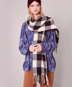 Avenue Zoe Apparel Gingham Checker Soft Scarf With Fringe