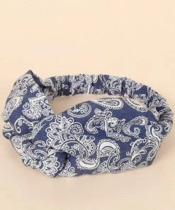 Avenue Zoe Navy Paisley Print Denim Headband