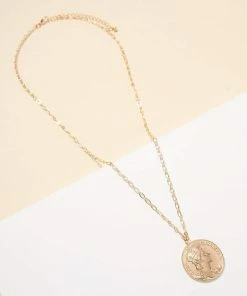 Avenue Zoe Apparel Gold Metal Coin Pendant Necklace