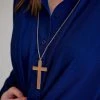 Avenue Zoe Leather Cross Pendant Long Necklace