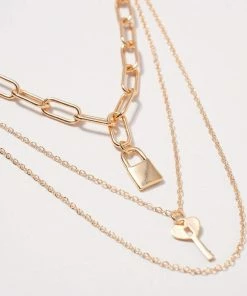 Avenue Zoe Apparel Lock And Key Charms Layered Necklace