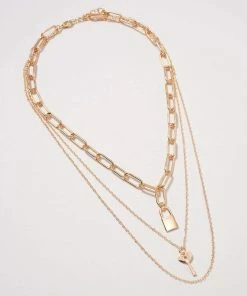 Avenue Zoe Apparel Lock And Key Charms Layered Necklace