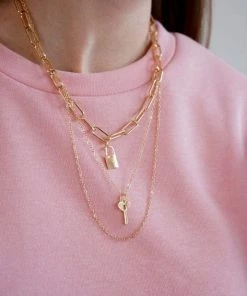 Avenue Zoe Apparel Lock And Key Charms Layered Necklace