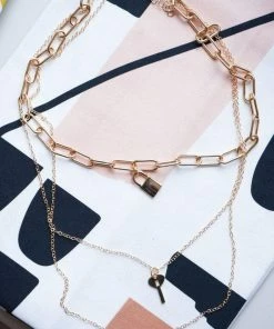 Avenue Zoe Apparel Lock And Key Charms Layered Necklace