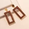 Avenue Zoe Apparel Rectangular Wood Dangling Earrings