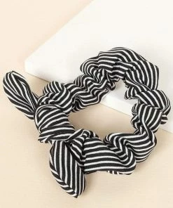 Avenue Zoe Apparel Black Striped Woven Scrunchies