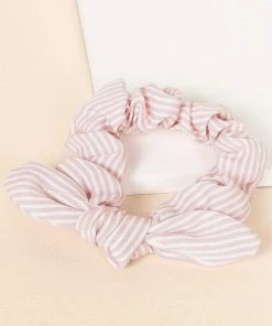 Avenue Zoe Apparel Pink Striped Woven Hair Scrunchies