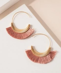Avenue Zoe Tassel Open Hoop Earrings Apparel