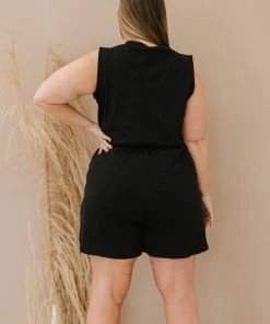 Trendsi Oceans Away Sleeveless Romper In Black Apparel