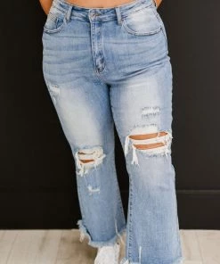 Trendsi RISEN Joslyn Distressed Straight Leg Jeans Apparel